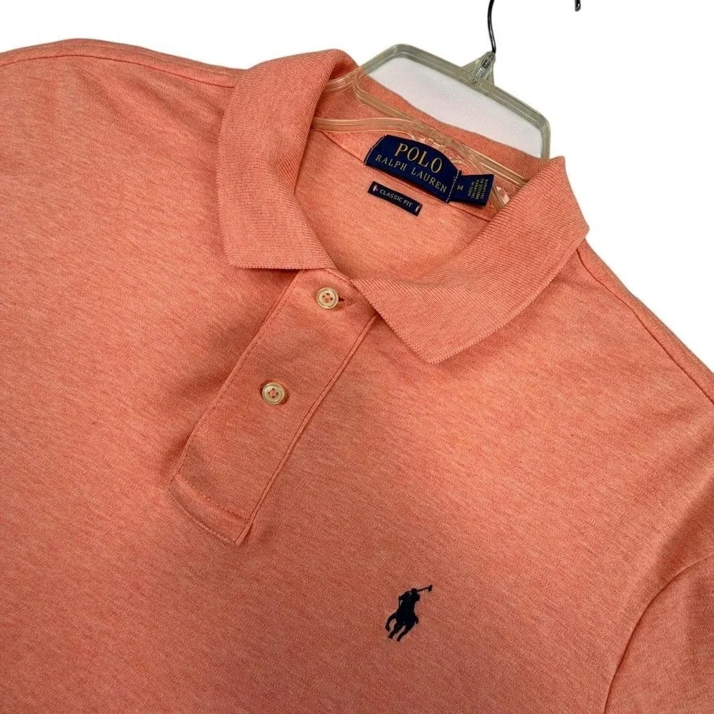 Polo Ralph Lauren Polo Shirt Mens M Orange Heathered Classic Fit Pony Logo